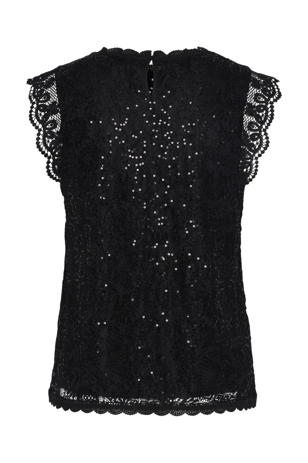 Pieces - Pcolline Sl Lace Sequins Top - 4567450 Black