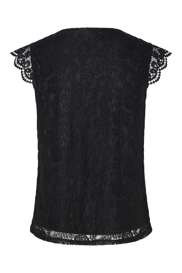 Pieces - Pcolline Sl Lace V-Neck Top 17154614 - 4642033 - Black