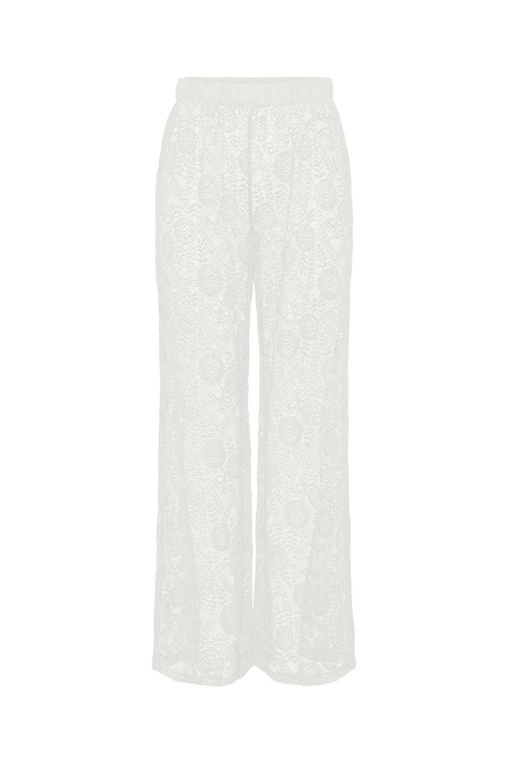 Pieces - Pcolline Wide Lace Pants - 4634037 Cloud Dancer