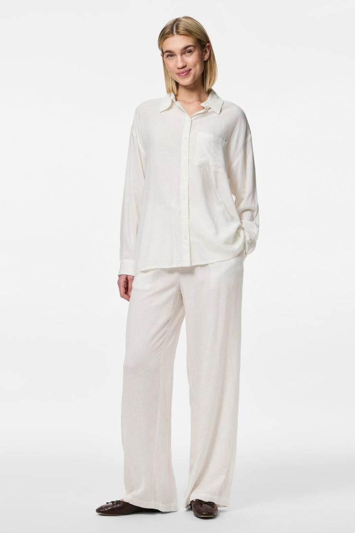 Pieces - Pcpia Ls Loose Shirt - 4648857 Bright White