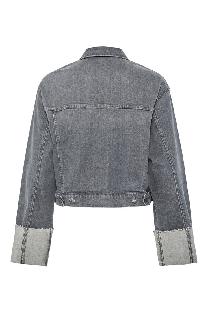 Pieces - Pcpil Fold Up Denim Jacket - 4649908 Grey Denim