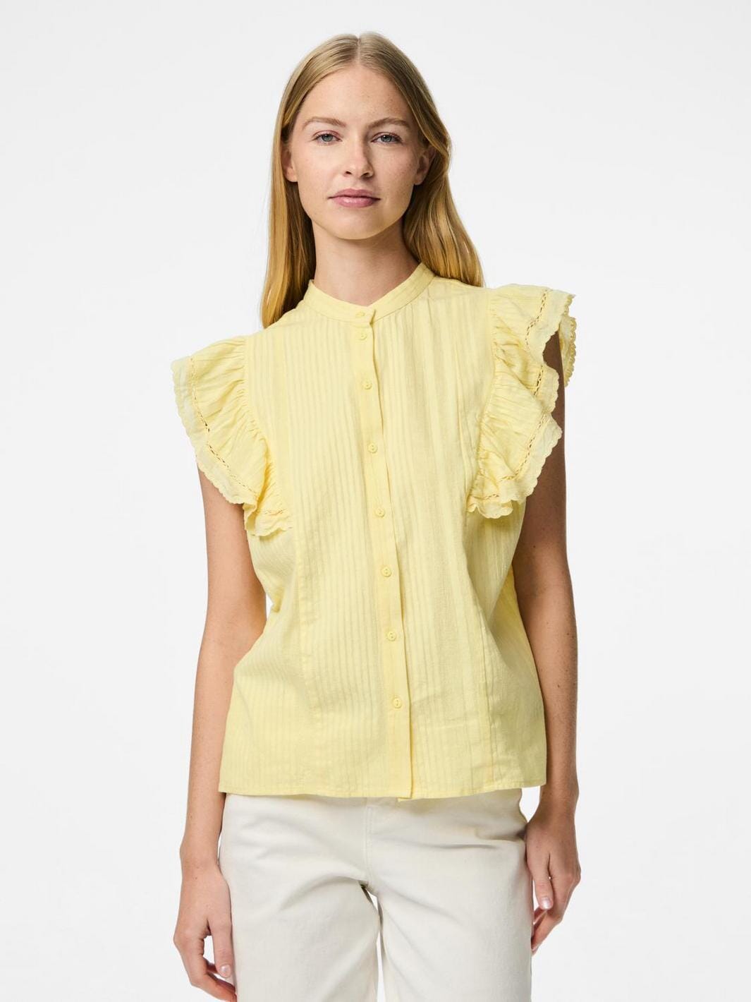 Pieces - Pcsikka Sl Shirt Mpa - 4699237 Pale Banana