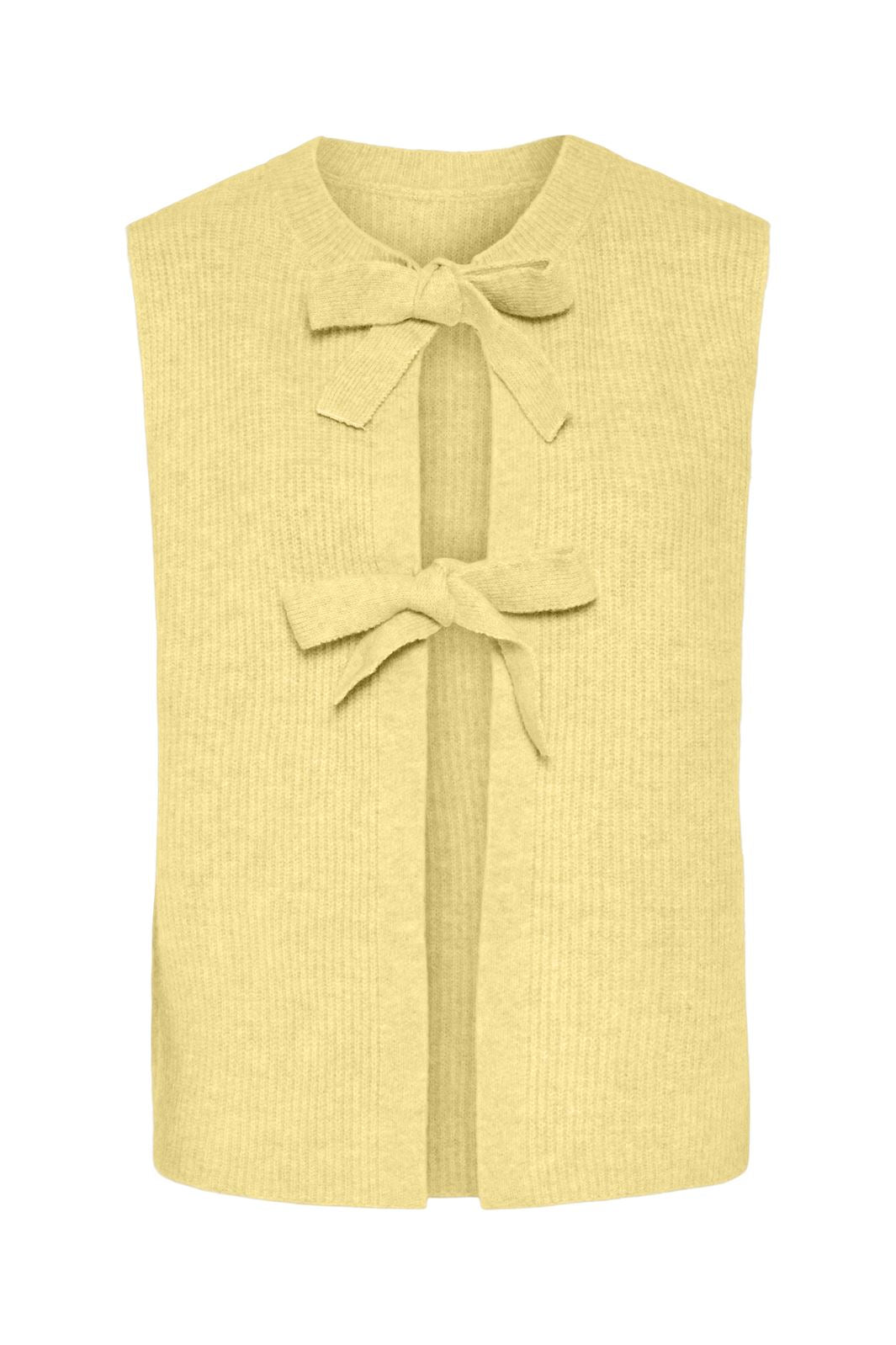 Pieces - Pcsilly Sl Rev Tie Vest Knit - 4798145 Pale Banana Melange