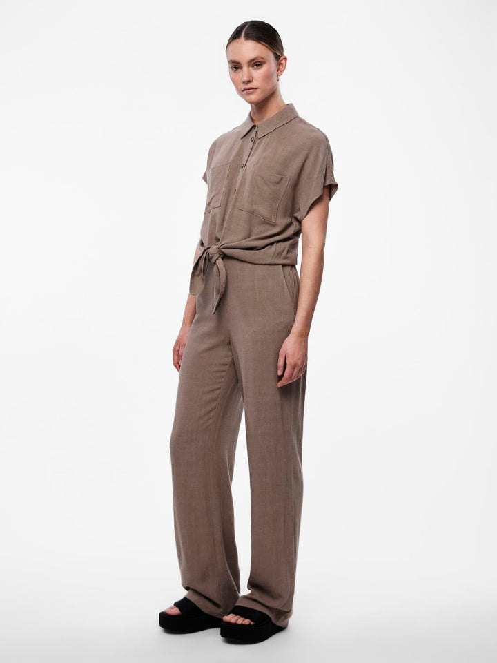 Pieces - Pcvinsty Linen Pant - 4396276 Fossil Bukser 