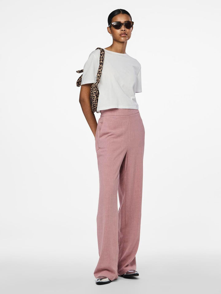 Pieces - Pcvinsty Linen Pant - 4474943 Woodrose Bukser 