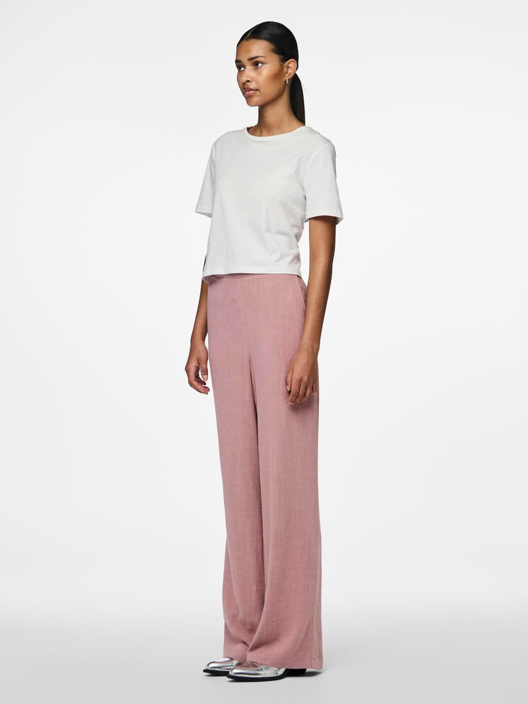 Pieces - Pcvinsty Linen Pant - 4474943 Woodrose Bukser 