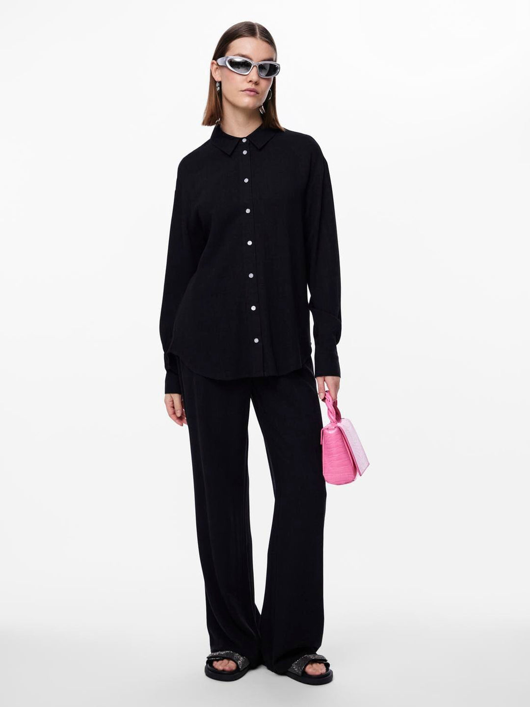 Pieces - Pcvinsty Ls Shirt - 4396246 Black Skjorter 