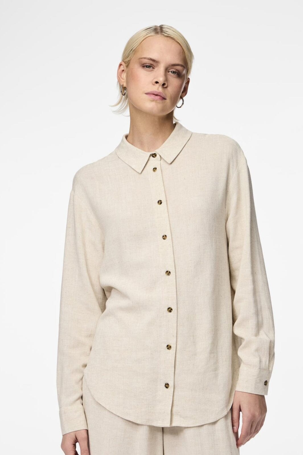 Pieces - Pcvinsty Ls Shirt - 4535134 Oatmeal Skjorter 