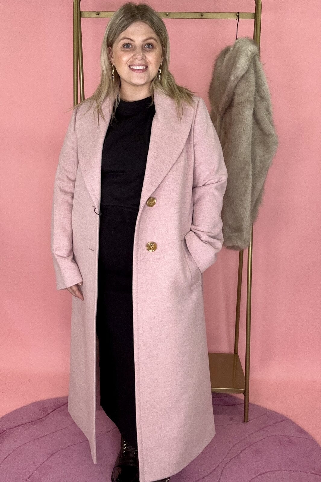 Sand Copenhagen - Cashmere Coat W Clareta Shawl - 810 Rose Jakker 