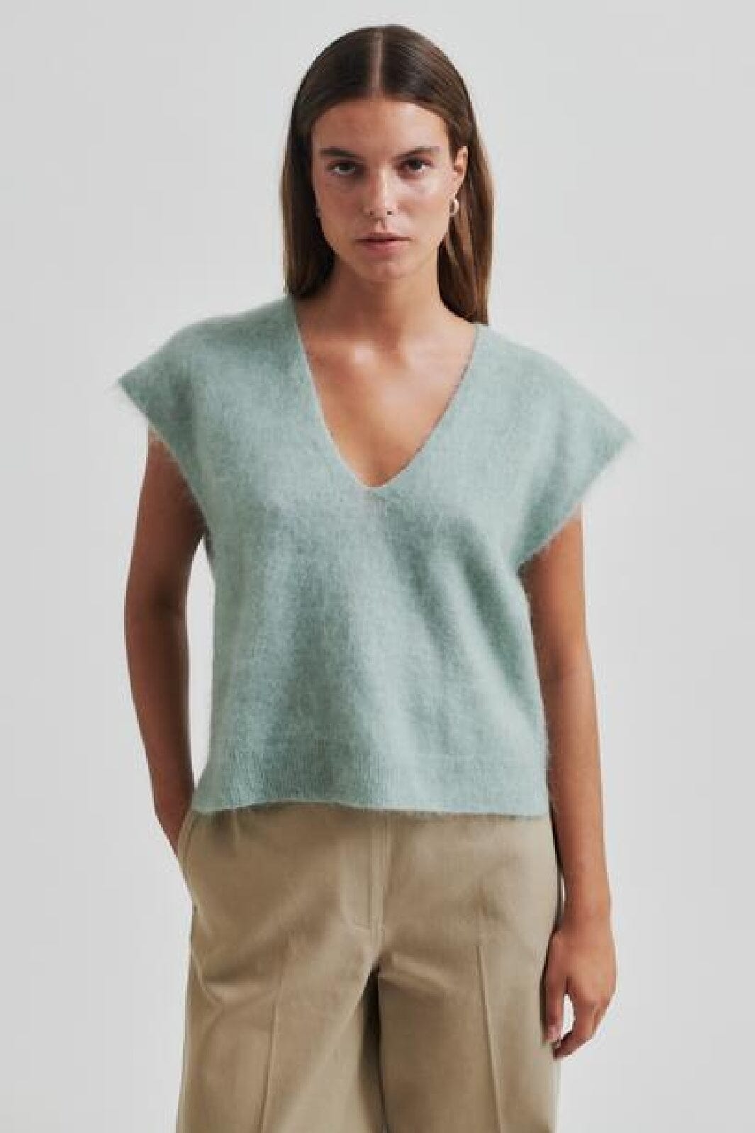 Second Female - Camryn Knit Vest 58968 - Slate Green