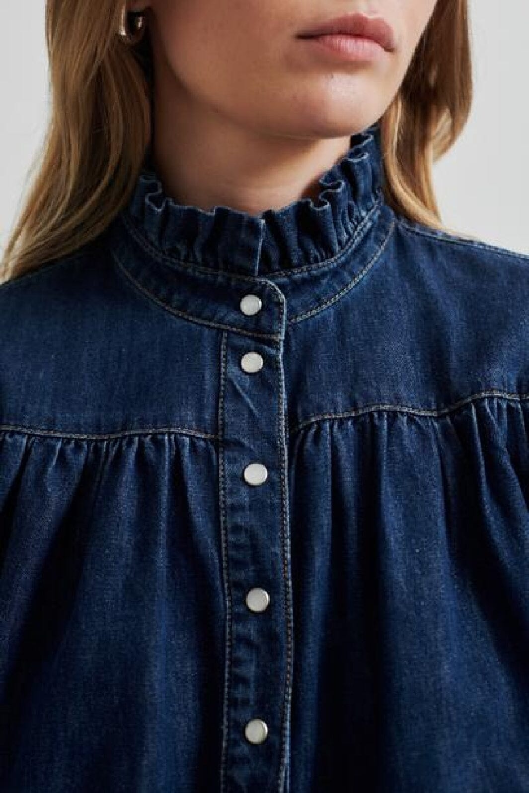 Second Female - Mina Denim Shirt 59309 - Blue denim