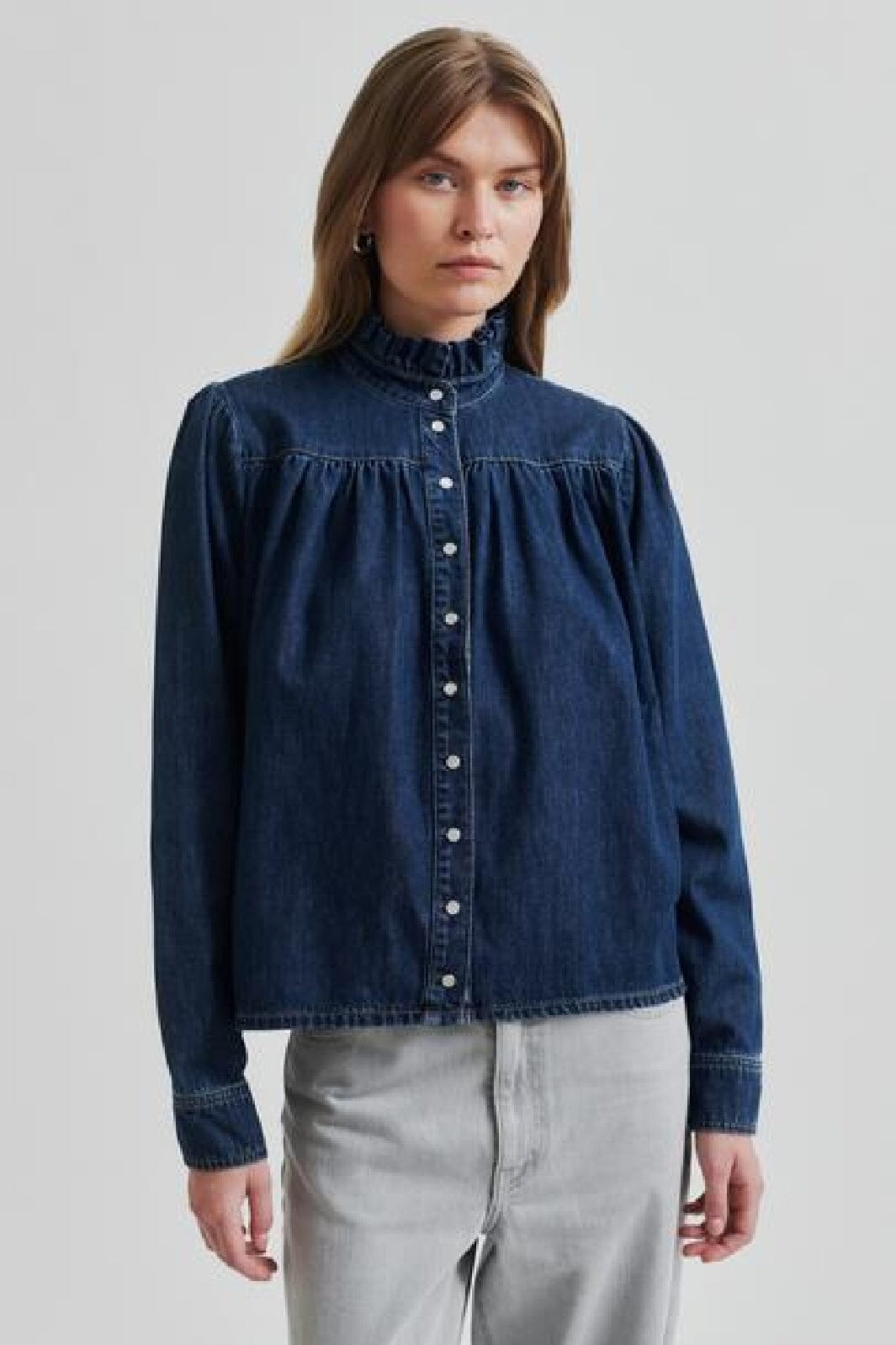 Second Female - Mina Denim Shirt 59309 - Blue denim