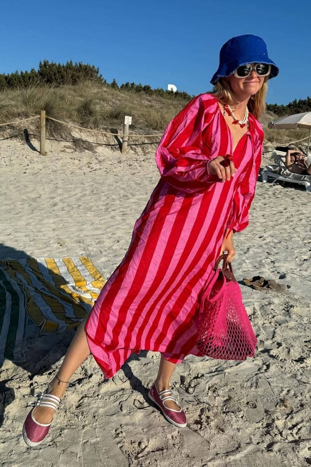 Sissel Edelbo - Nelle Dress SE 1379 - Red & Pink Stripe Kjoler 