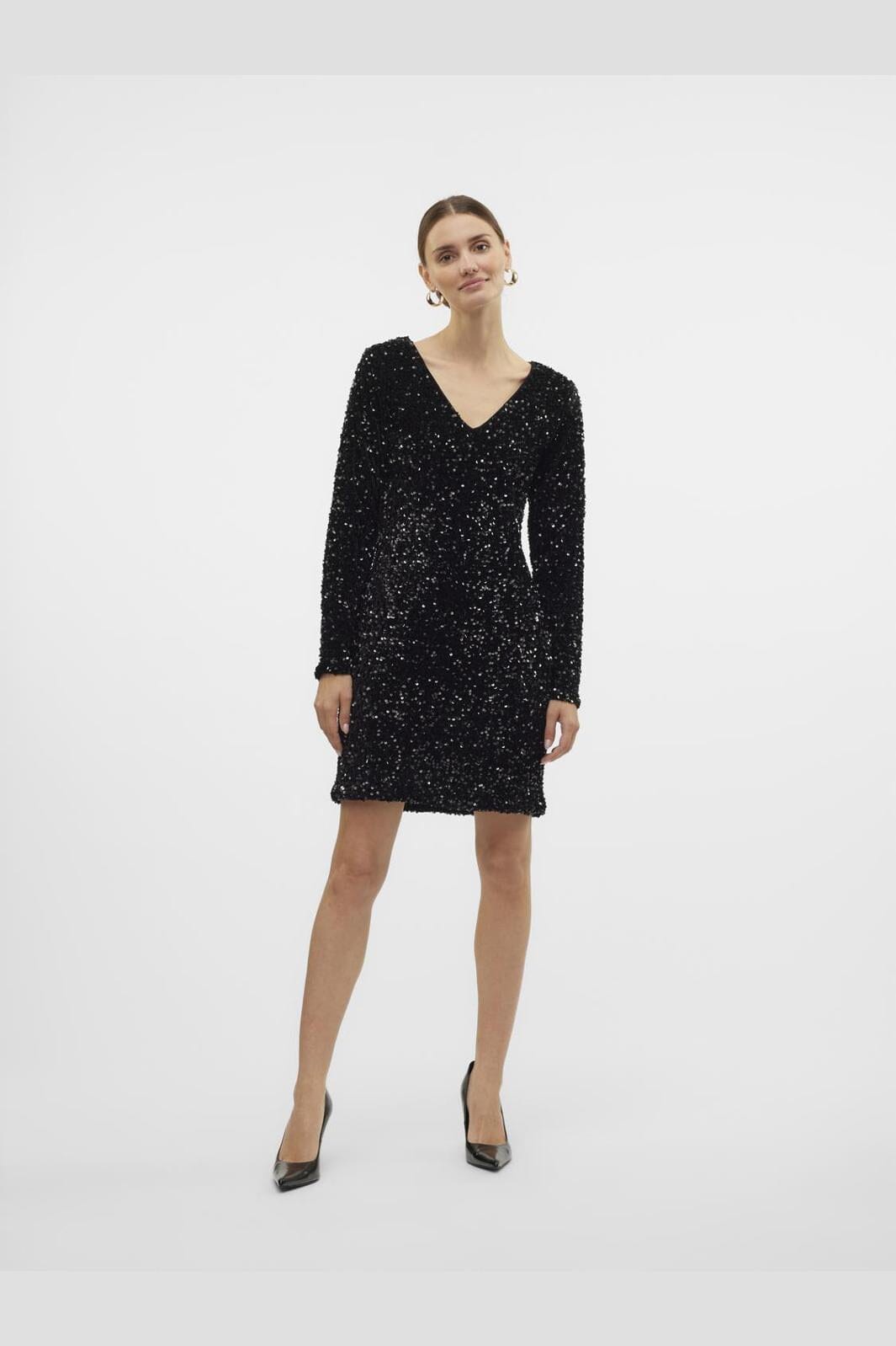 Vero Moda - Vmbella Ls Short 2-Way Dress - 4675526 Black Black Sequins