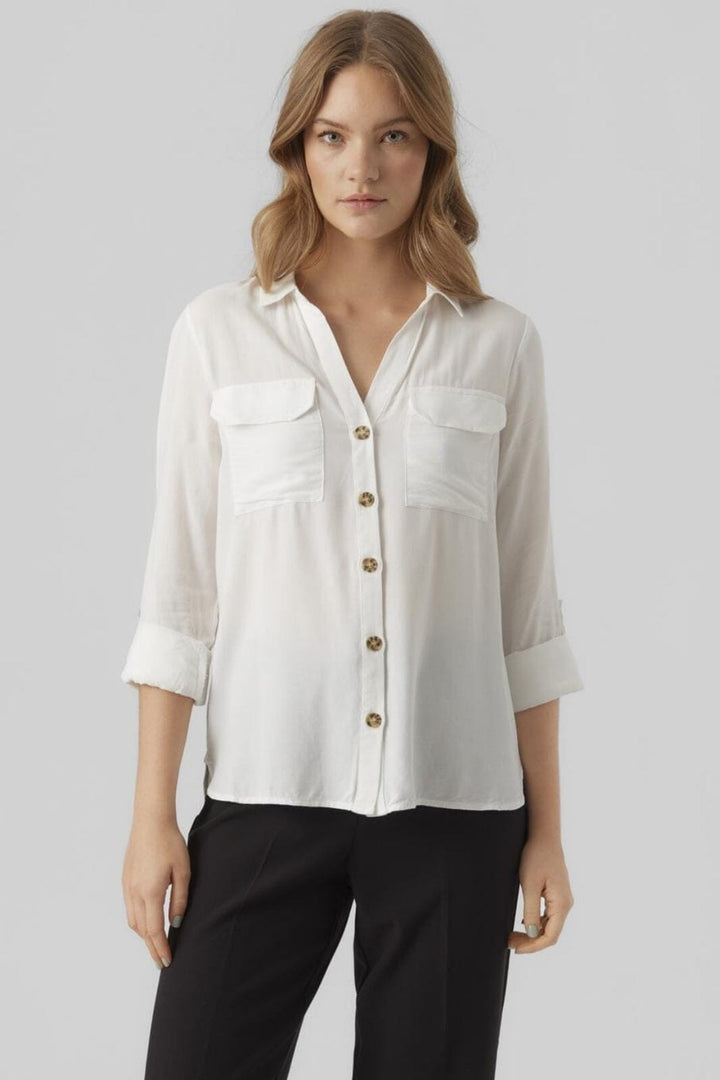 Vero Moda - Vmbumpy L/S Shirt New - 4035375 Snow White Skjorter 