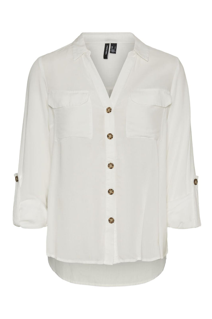 Vero Moda - Vmbumpy L/S Shirt New - 4035375 Snow White