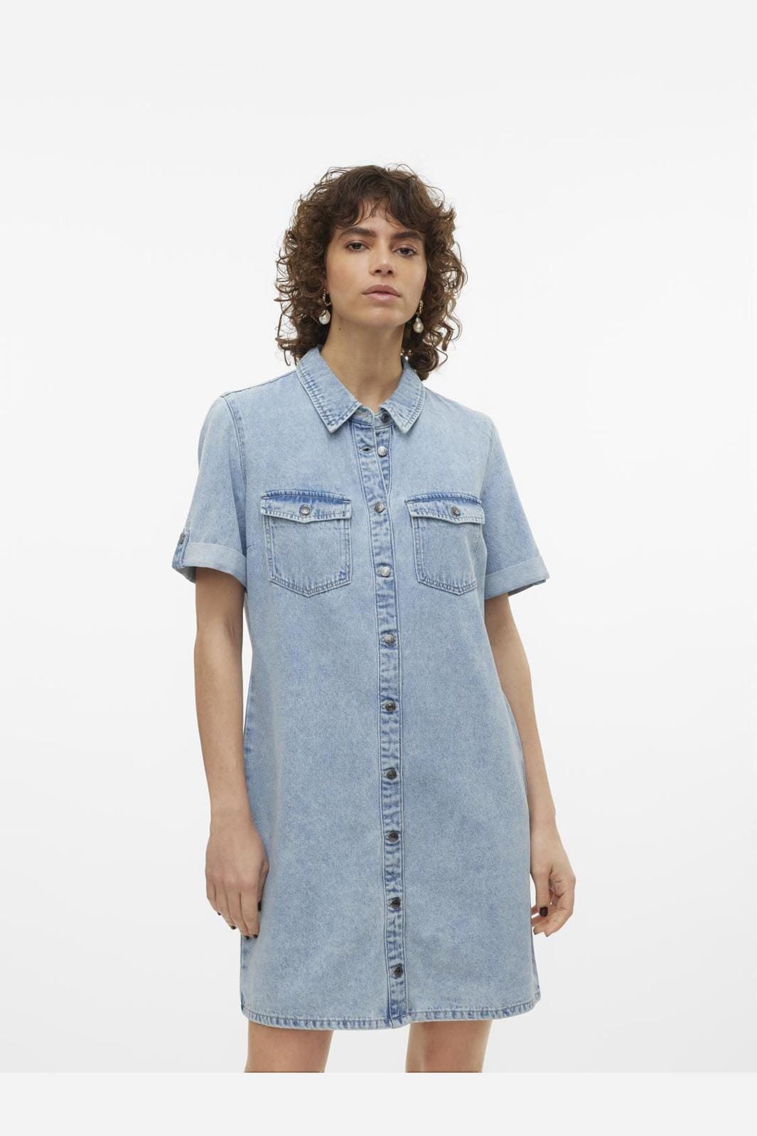 Vero Moda - Vmjennie Ss Short Denim Dress - 4517922 Light Blue Denim