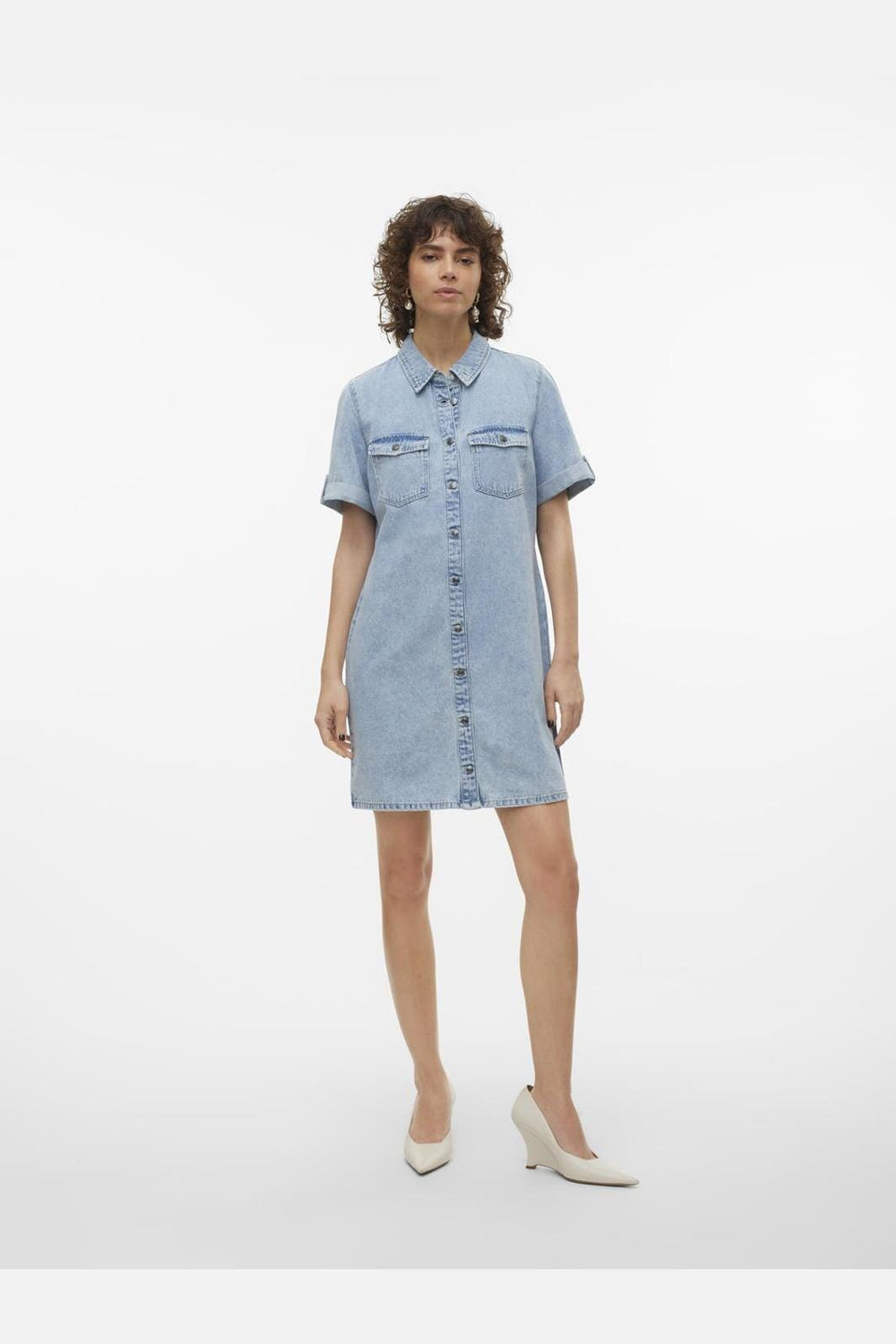 Vero Moda - Vmjennie Ss Short Denim Dress - 4517922 Light Blue Denim