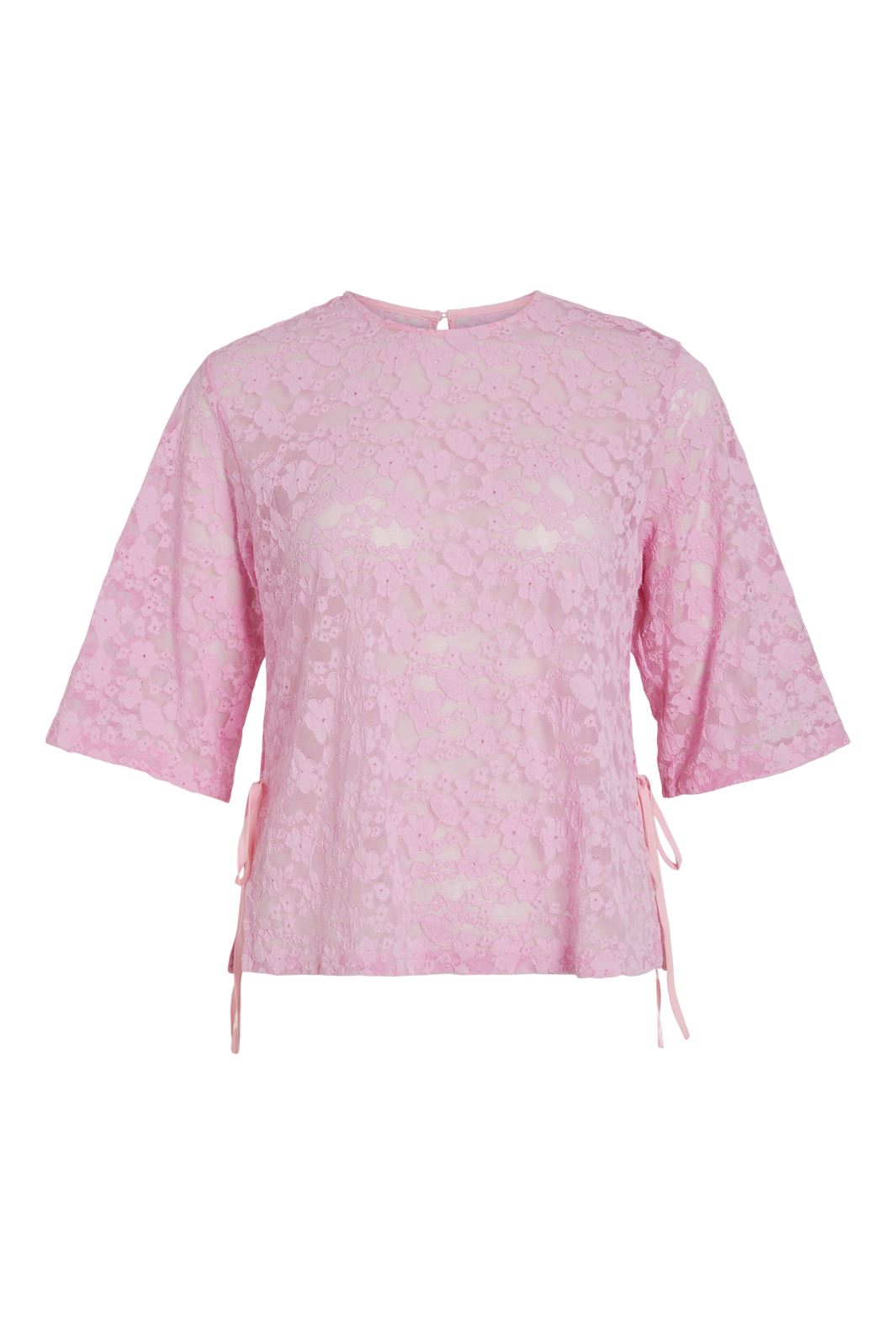 Vila - Ian 2/4 Sleeves Lace T-Shirt - 4759580 Bonbon