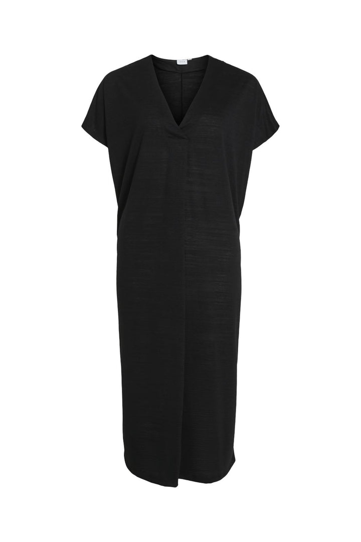 Vila - Vibrielle V-Neck S/S Midi Dress/1S - 4567129 Black Beauty