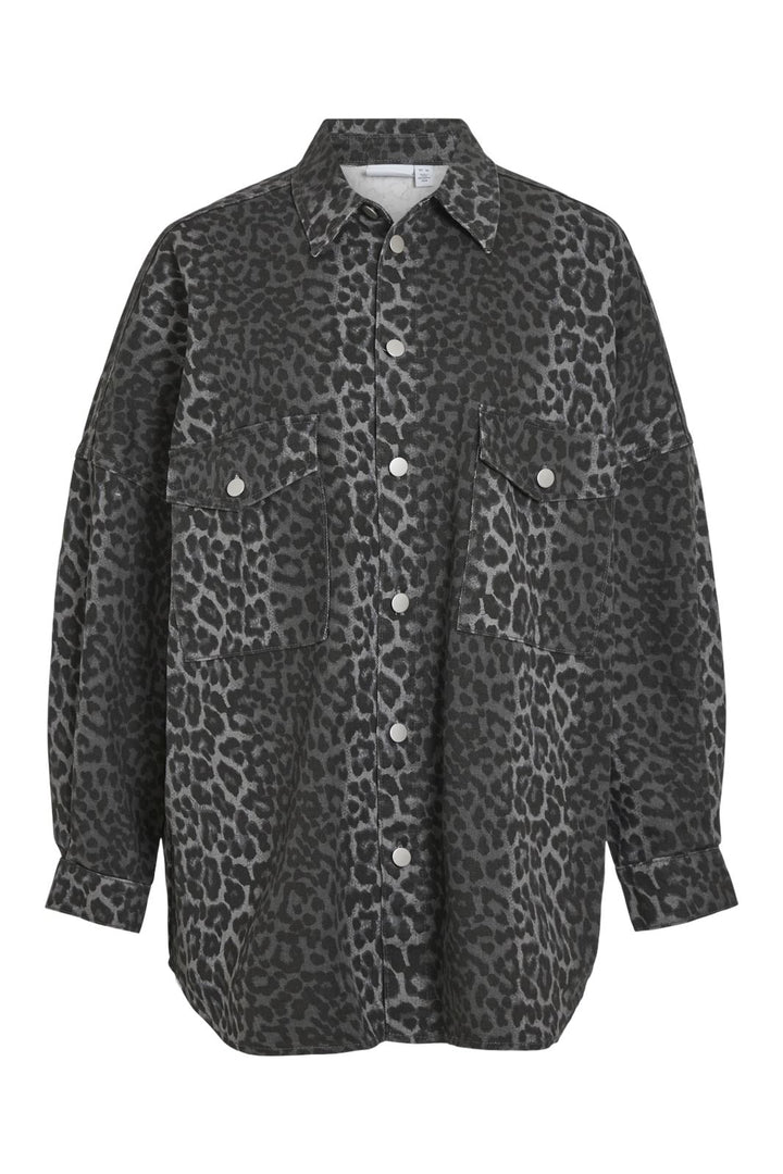 Vila - Vimalou L/S Oversize Leo Denim Shirt - 4755226 Poppy Seed Leopard