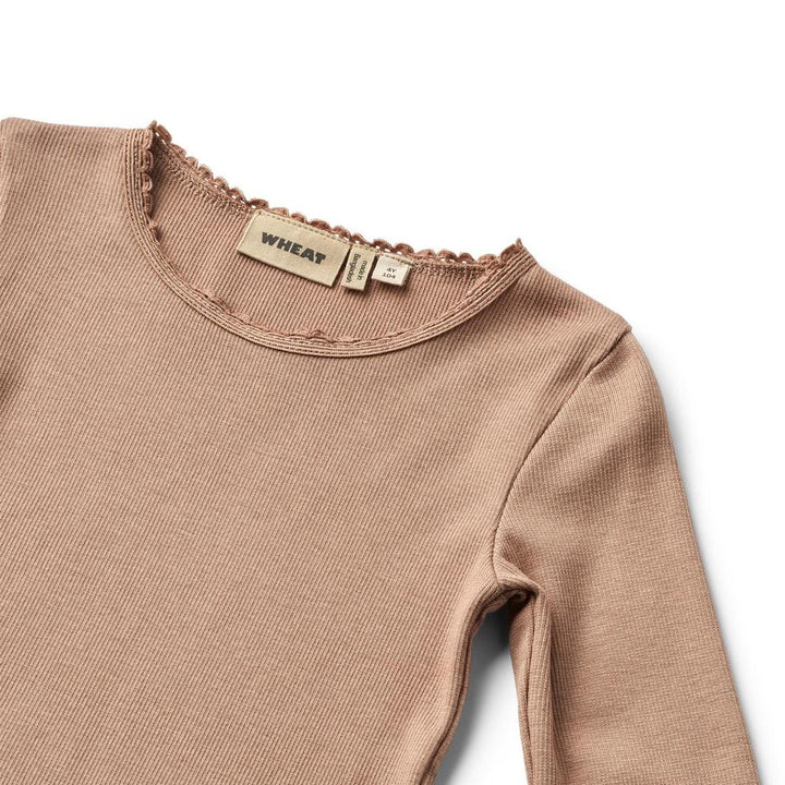 Wheat Main - Rib T-shirt L/s Reese - 1164 Nougat Rose