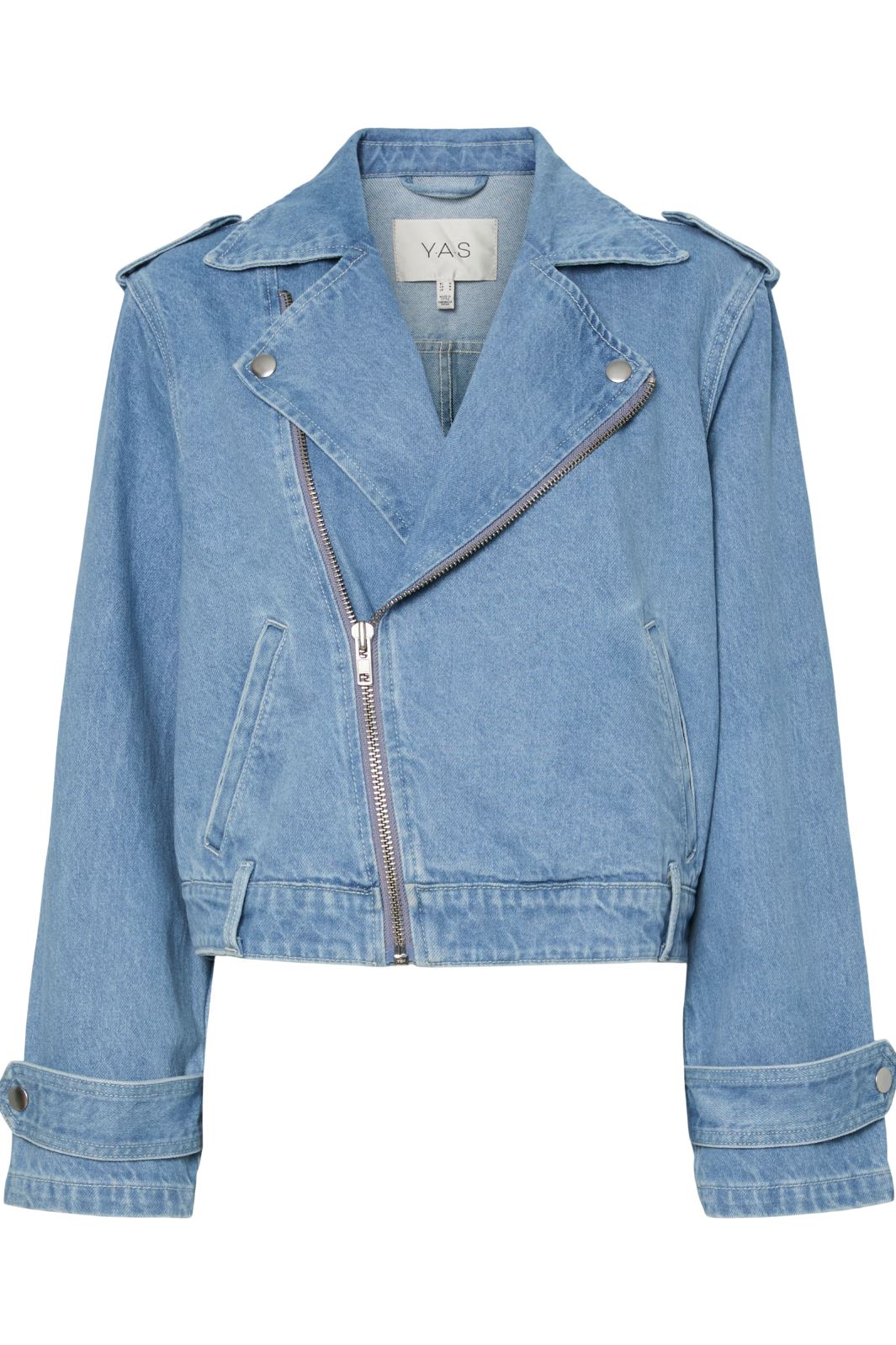 Y.A.S - Yasabigail Ls Denim Biker Jacket 26036312 - 4652460 - Medium Blue Denim Jakker 