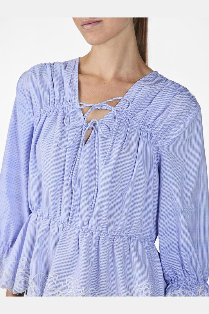 Y.A.S - Yaspama 3/4 Bow Top - 4724757 Palace Blue Pama Stripes