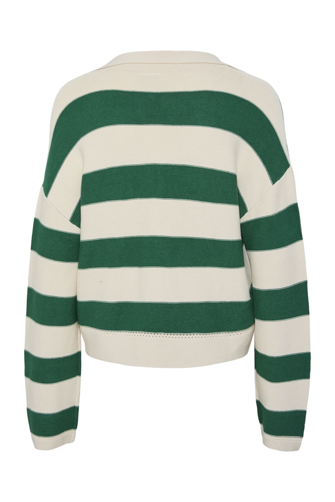 Y.A.S - Yastinka Ls Polo Knit Pullover - 4729196 Birch W. Green Stripe