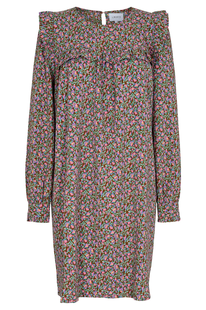 Forudbestilling - Liberte - Heather-Ls-Dress - Pink Brown Flower (Oktober) Kjoler 