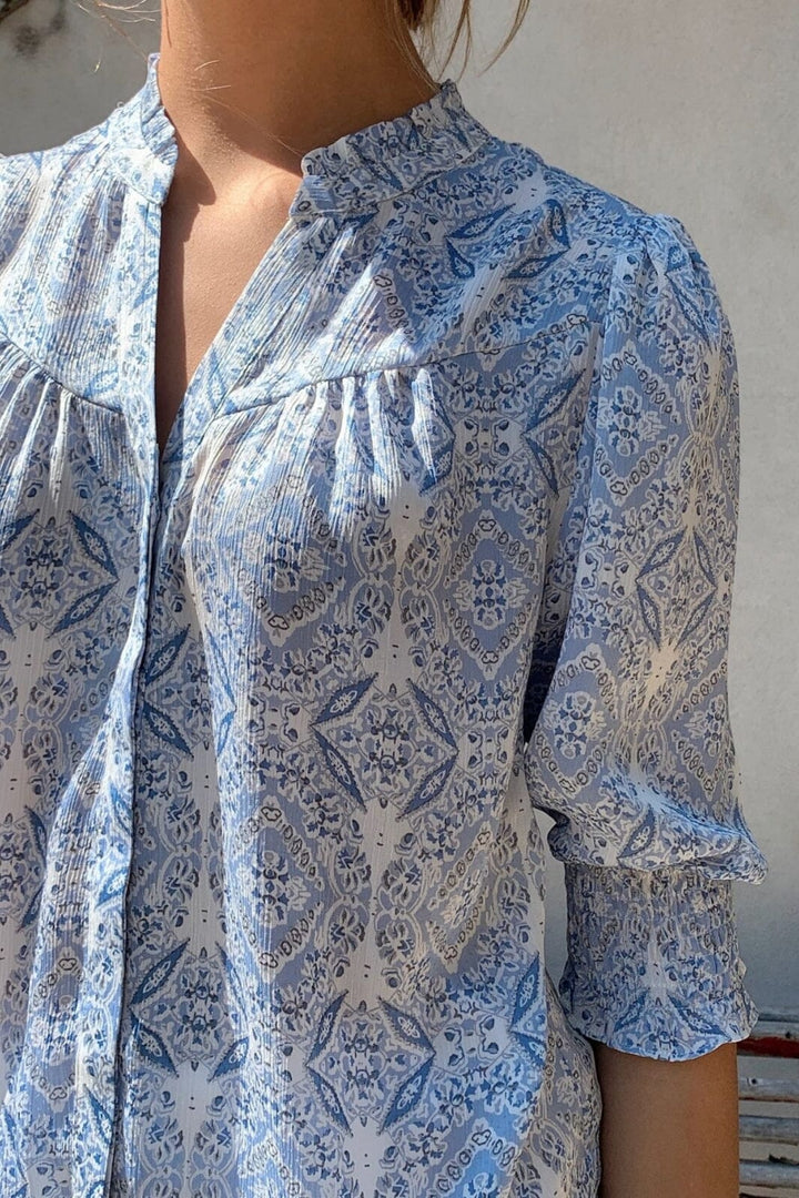 Forudbestilling - Neo Noir - Diana Soft Paisley Blouse - Light Blue Bluser 