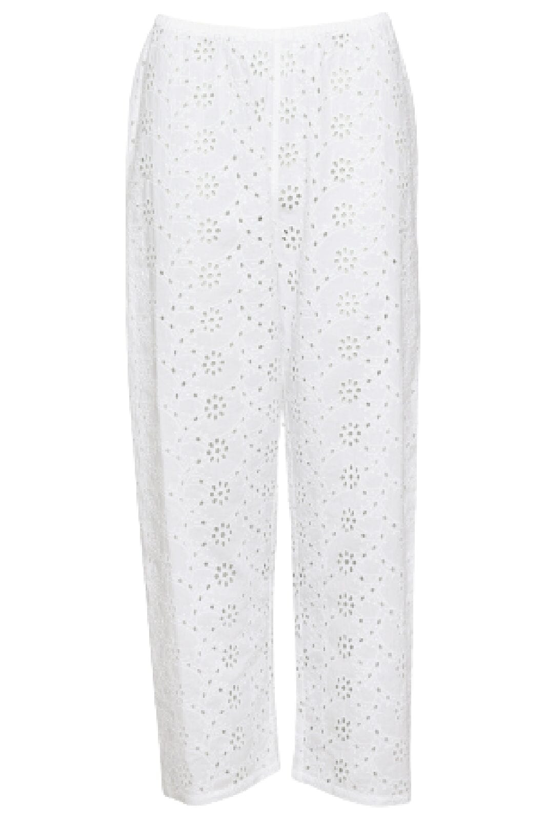 Forudbestilling - Sissel Edelbo - Asta Leftover Broderie Anglaise Pants - Chalk White (Maj/Juni) Bukser 