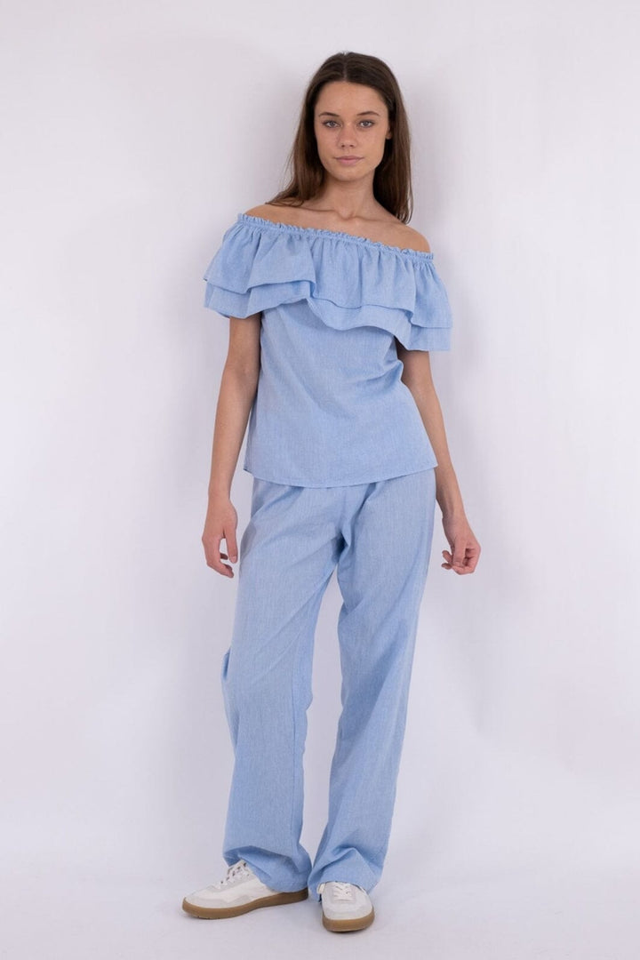 Neo Noir - Astra Chambray Pants - Blue Bukser 