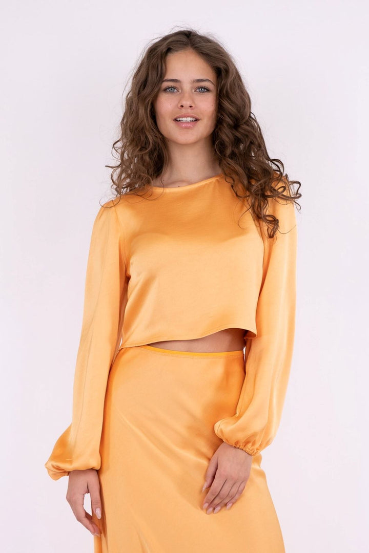 Neo Noir - Aura Heavy Sateen Blouse - Orange Bluser 