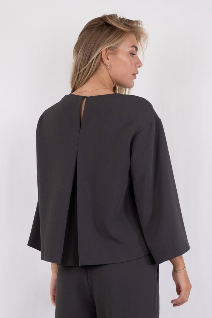 Neo Noir - Elio Crepe Blouse - Steel Grey Bluser 