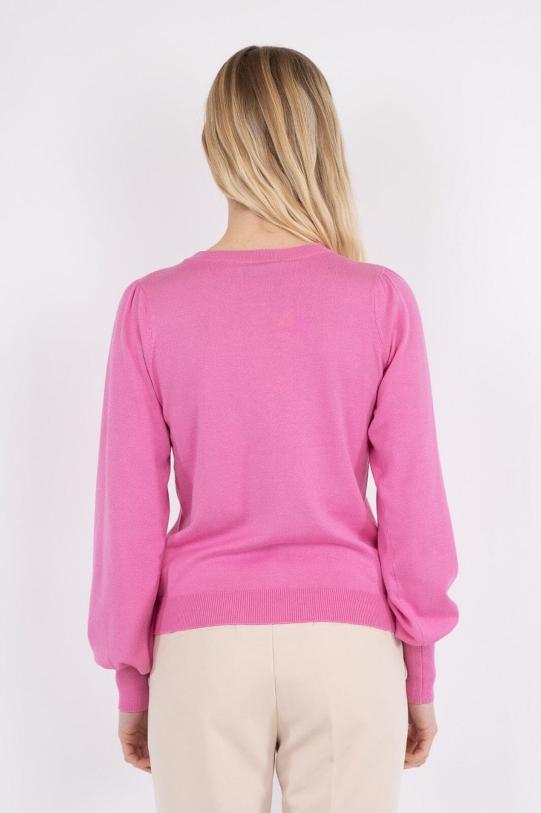 Neo Noir - Magdalena Solid Knit Blouse - Pink Strikbluser 