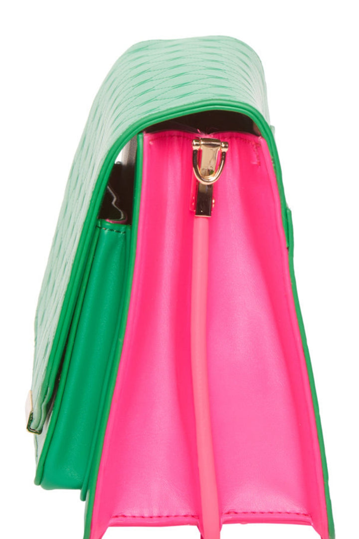 Noella - Blanca Multi Compartment Logo Bag - Green / Neon Pink Tasker 