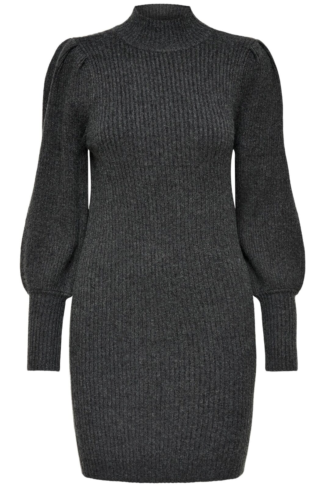 Only - Onlkatia L/S Dress Knt - 3717008 Dark Grey Melange Kjoler 