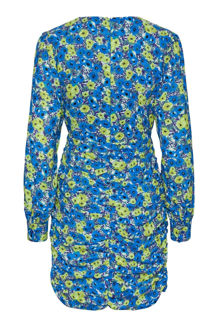 Pieces - Pccarly Ls Short Dress - Princess Blue MULTI FLOWERS Kjoler 