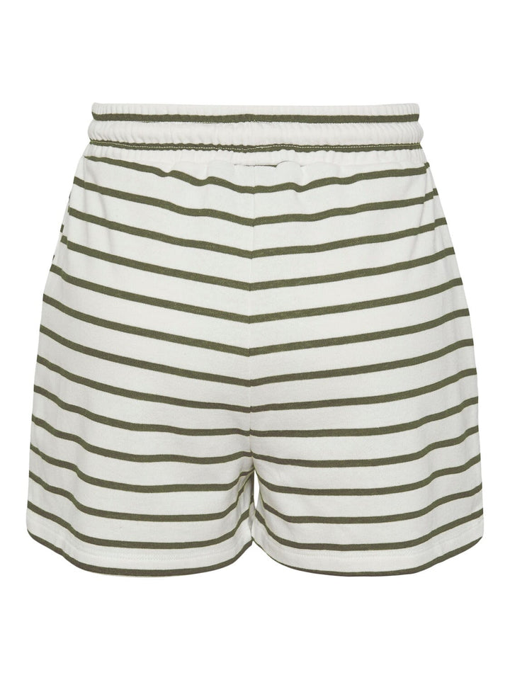 Pieces, Pcchilli Summer Hw Shorts Stripe, Cloud Dancer Deep lichen green