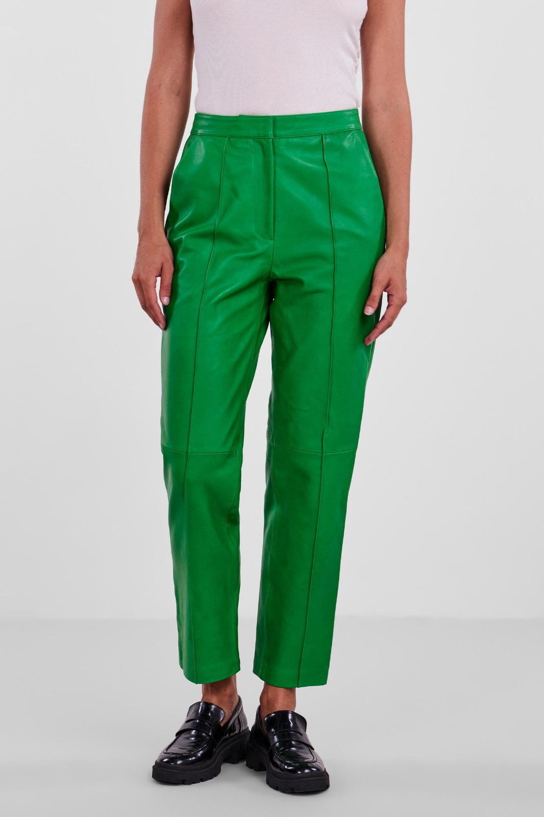 Y.A.S - Yaslisava Hw Ankle Leather Pant - Fern Green Bukser 