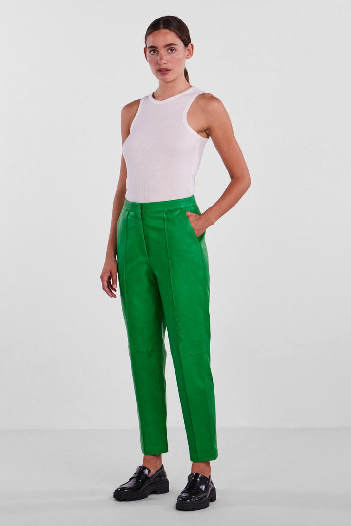 Y.A.S - Yaslisava Hw Ankle Leather Pant - Fern Green Bukser 